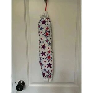 Handmade Plastic Bag Holder- Stars Red Whit Blue